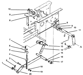 Hydrostatic Lift Linkage Diagram and Parts List for 73501 59002869 - 59002946 Toro Lawn Tractor