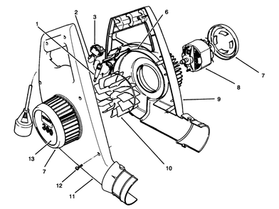 Blower Housing & Motor Assembly Diagram and Parts List for 51580 59000001 - 59999999 Toro Leaf Blower / Vacuum
