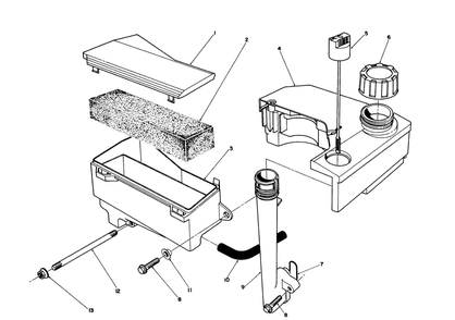 Air Cleaner & Fuel Tank Assembly (Engine No. Vmg6, Vmj8 & Vmk9) Diagram and Parts List for 26620BG 0009001 - 0999999 Toro Lawn Mower