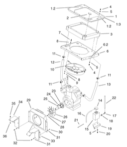 Cooling System Assembly Diagram and Parts List for 74214 (230000001-230006000)(2003) Toro Lawn Mower