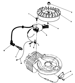 Flywheel & Magneto Assembly (Engine Model No. 47pl0-4, 47pk9-4, 47ph7-4) Diagram and Parts List for 38181 1000001 - 1999999 Toro Snow Blower
