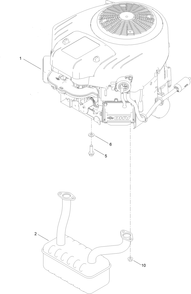 Engine And Muffler Assembly Diagram and Parts List for 77404 400000000 - 999999999 Toro Lawn Tractor