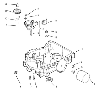 Oil Pan/Lubrication Diagram and Parts List for 72104 8900001 - 8900599 Toro Lawn Tractor