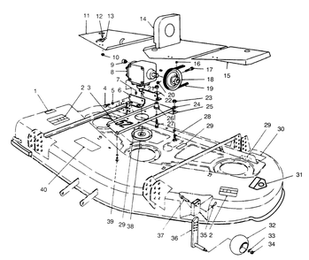 Deck, Covers, Gear Box, Gage & Wheel Diagram and Parts List for 30767 690001 - 699999 Toro Lawn Mower