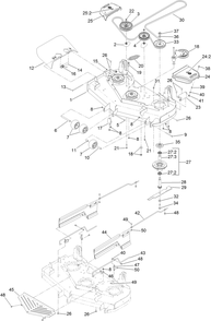 Deck Assembly Diagram and Parts List for 74142TE (316000001-316999999)(2016) Toro Lawn Mower