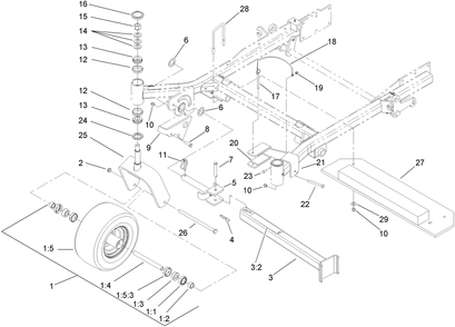 Caster Wheel And Fork Assembly Diagram and Parts List for 74264TE (270000001-270999999)(2007) Toro Lawn Mower