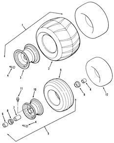Wheels And Tires Diagram and Parts List for Z1-24OE04 1000001 - 1999999 Toro Lawn Tractor