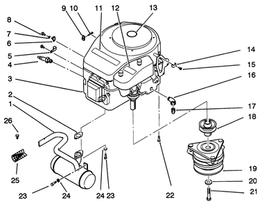 Engine And Clutch Diagram and Parts List for 22-14OE02 2000001 - 2999999 Toro Lawn Tractor