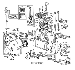Engine Briggs & Stratton Model No. 251417 Type No. 0173-01 Diagram and Parts List for 31995 7000001 - 7999999 Toro Snow Blower