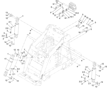 Hydraulic Cylinder Assembly Diagram and Parts List for 22318 405710000 - 409342968 Toro Lawn Tractor Accessories