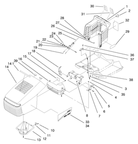 Hood Assembly Diagram and Parts List for 71190 8900001 - 8999999 Toro Lawn Tractor