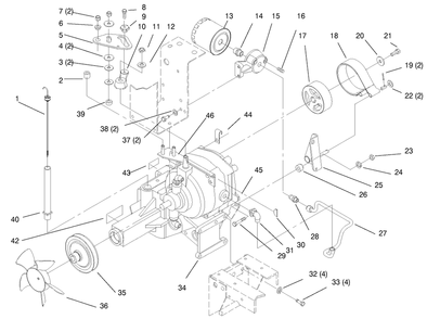 Transmission Diagram and Parts List for 73403 6900001 - 6999999 Toro Lawn Tractor
