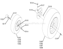 Wheels and Tires Diagram and Parts List for 61-12KS01 1976 Toro Lawn Tractor