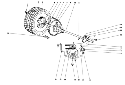 Rear Axle Assembly Diagram and Parts List for 56005 2000001 - 2999999 Toro Lawn Mower