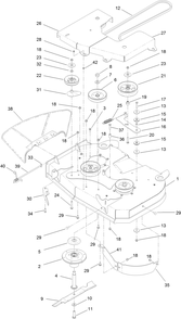 Deck Assembly Diagram and Parts List for 44410 406814864-407699999 Toro Lawn Mower