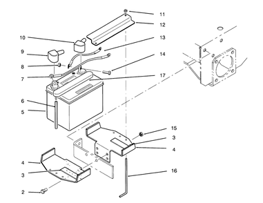 Battery Assembly Diagram and Parts List for 30180 490731 - 499999 Toro Lawn Tractor Accessories