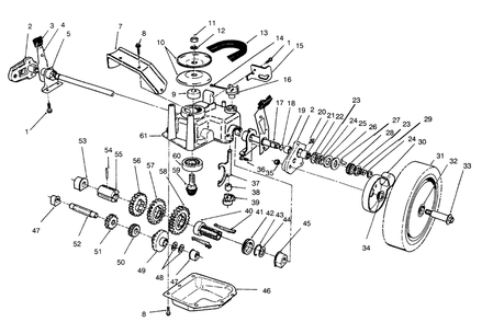 Gear Case Assembly Diagram and Parts List for 26631BC 5900001 - 5999999 Toro Lawn Mower