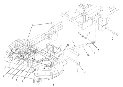 Deck Connection Assembly Diagram and Parts List for 74214 (230000001-230006000)(2003) Toro Lawn Mower