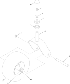 Caster Wheel Assembly Diagram and Parts List for 77507 400000000 - 415499999 Toro Lawn Tractor