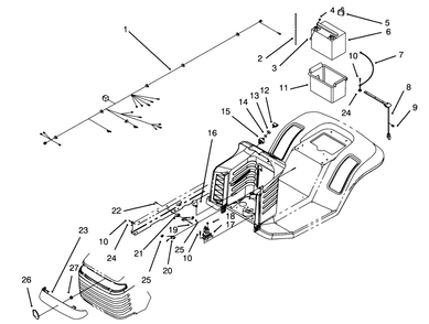 Electrical Assembly Diagram and Parts List for 71200 5900001 - 5910000 Toro Lawn Tractor