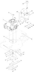Engine And Blade Assembly Diagram and Parts List for 22287 410000000 - 413999999 Toro Lawn Mower