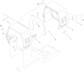 Cowl Assembly Diagram and Parts List for 60216C 400000000 - 404319999 Toro Cement Mixer