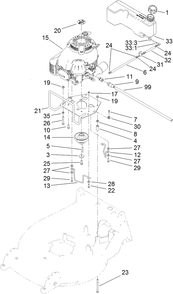 Engine And Fuel Tank Assembly Diagram and Parts List for 22203TE (312000001-312999999)(2012) Toro Lawn Mower