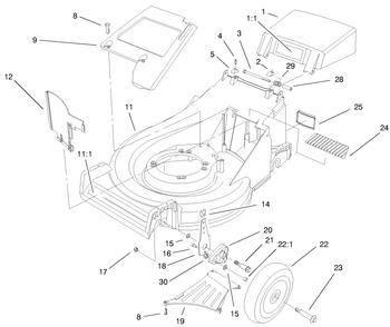 Housing Assembly Diagram and Parts List for 26638 9900001 - 9999999 Toro Lawn Mower