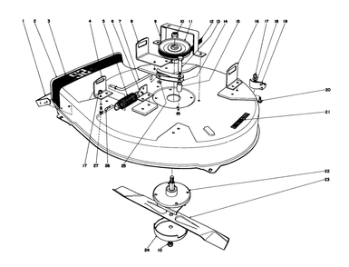 25" Mower Assembly Diagram and Parts List for 56015 3000001 - 3999999 Toro Lawn Tractor
