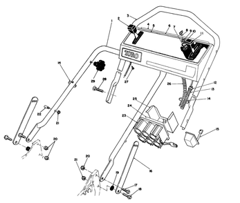 Handle Assembly Diagram and Parts List for 20210 1000001 - 1999999 Toro Lawn Mower