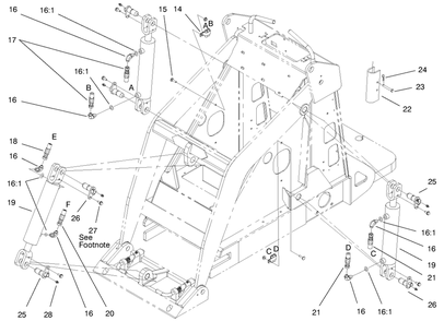 Hydraulic Cylinder Assembly Diagram and Parts List for 22300 890001 - 899999 Toro Lawn Tractor Accessories
