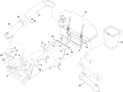 Bagger And Tube Mount Assembly Diagram and Parts List for 78479 400000000 - 999999999 Toro Lawn Tractor