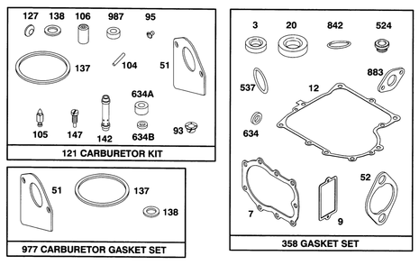 Engine Briggs & Stratton Model 28m707-0127-01 Diagram and Parts List for 70131 6900001 - 6999999 Toro Lawn Tractor