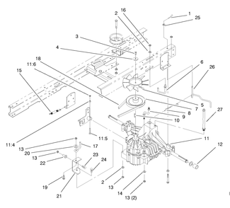 Transaxle Assembly Diagram and Parts List for 71219 8900001 - 8999999 Toro Lawn Tractor