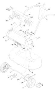 Front Bumper And Wheel Assembly Diagram and Parts List for 22210 404320000-999999999 Toro Lawn Mower