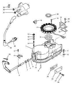 Gearcase & Ignition Assembly Diagram and Parts List for Y1-16OEE4 2000001 - 2999999 Toro Lawn Tractor