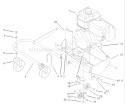 Engine and Front Wheel Assembly Diagram and Parts List for 62925 220000001-220999999 - 2002 Toro Leaf Blower / Vacuum