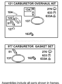 Carburetor Overhaul Kit Diagram and Parts List for 62925 240000001-240999999 - 2004 Toro Leaf Blower / Vacuum
