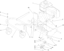 Engine and Front Wheel Assembly Diagram and Parts List for 62925 260000001-260999999 - 2006 Toro Leaf Blower / Vacuum