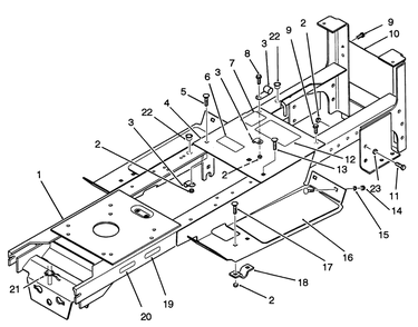 Main Frame Assembly Diagram and Parts List for 22-14O502 2000001 - 2999999 Toro Lawn Tractor
