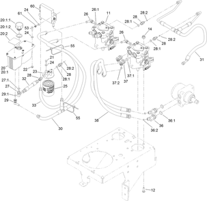 Hydraulic System Assembly Diagram and Parts List for 74583 (314000001-314999999)(2014) Toro Lawn Mower