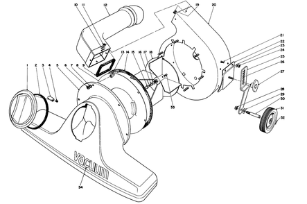 Blower Housing And Fan Assembly Diagram and Parts List for 62900 3000001 - 3999999 Toro Leaf Blower / Vacuum