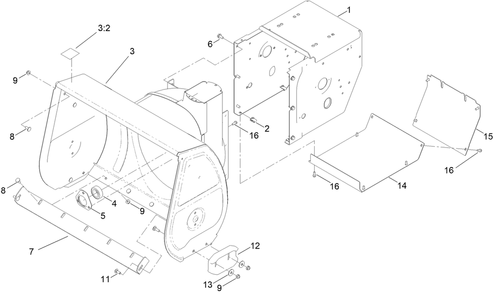Housing Assembly Diagram and Parts List for 38838 414370817 - 414371069 Toro Snow Blower
