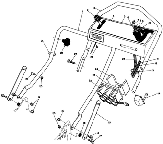 Handle Assembly (Serial No. 9000101-9005855)(9006400 & Up) Diagram and Parts List for 20671 9000001 - 9999999 Toro Lawn Mower