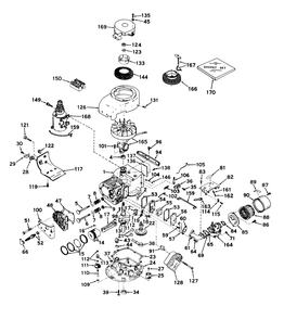 Engine Models No. V70-125129 (Recoil) And No. V70-125130 (Electric) Diagram and Parts List for 57104 0000001 - 0999999 Toro Lawn Tractor