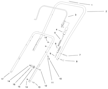 Handle Assembly Diagram and Parts List for 38409 9900001 - 9999999 Toro Snow Blower