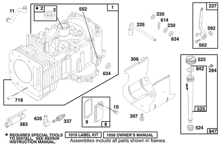 Engine Briggs & Stratton Model 28n707-0131-01 Diagram and Parts List for 71217 7900001 - 7999999 Toro Lawn Tractor