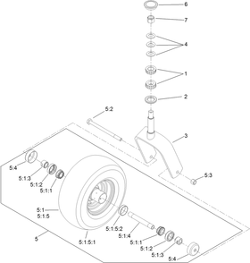 Caster Fork And Wheel Assembly Diagram and Parts List for 74141TE (312000001-312999999)(2012) Toro Lawn Mower