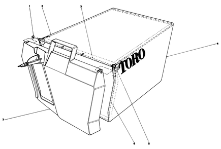 Grass Bag Assembly Diagram and Parts List for 20700 9000001 - 9999999 Toro Lawn Mower