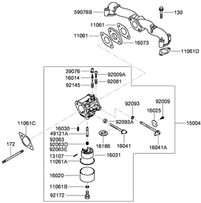 Carburetor Assembly Diagram and Parts List for 38684 (290000001-290999999)(2009) Toro Lawn Mower